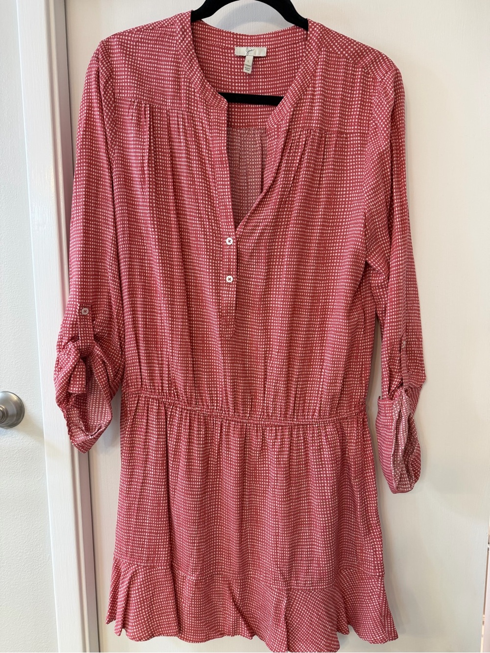 Joie Rose-Pink Patterned Button-Front Tunic Dress